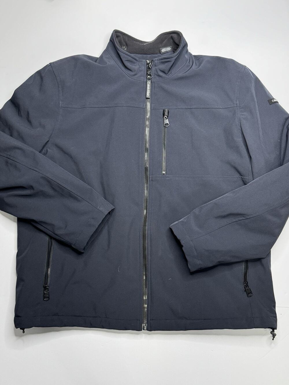 Calvin Klein Mens XL Navy Sherpa Lined Softshell Jacket Stretch Full Zip